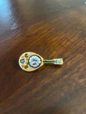 Vintage Italian micro mosaic mandolin brooch.   Exquisite statement piece.